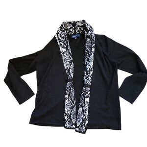 Jones of New York Signature Black Cardigan with Black and White shawl collar XL